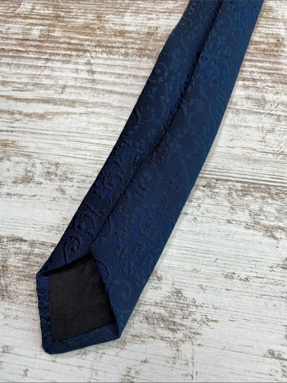 Blue Damask Tie Wide 4” Formal Wedding Prom Jacquard Designer Collection Regal